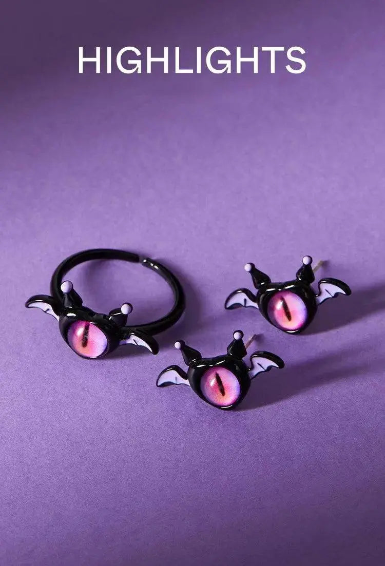 Kiss Jewelry Halloween Little Monster Wing Bat Eye Stud Earrings Women Cute Animal Eye Punk Earring Girls Y2K Brincos Party Gift - Life and Lines