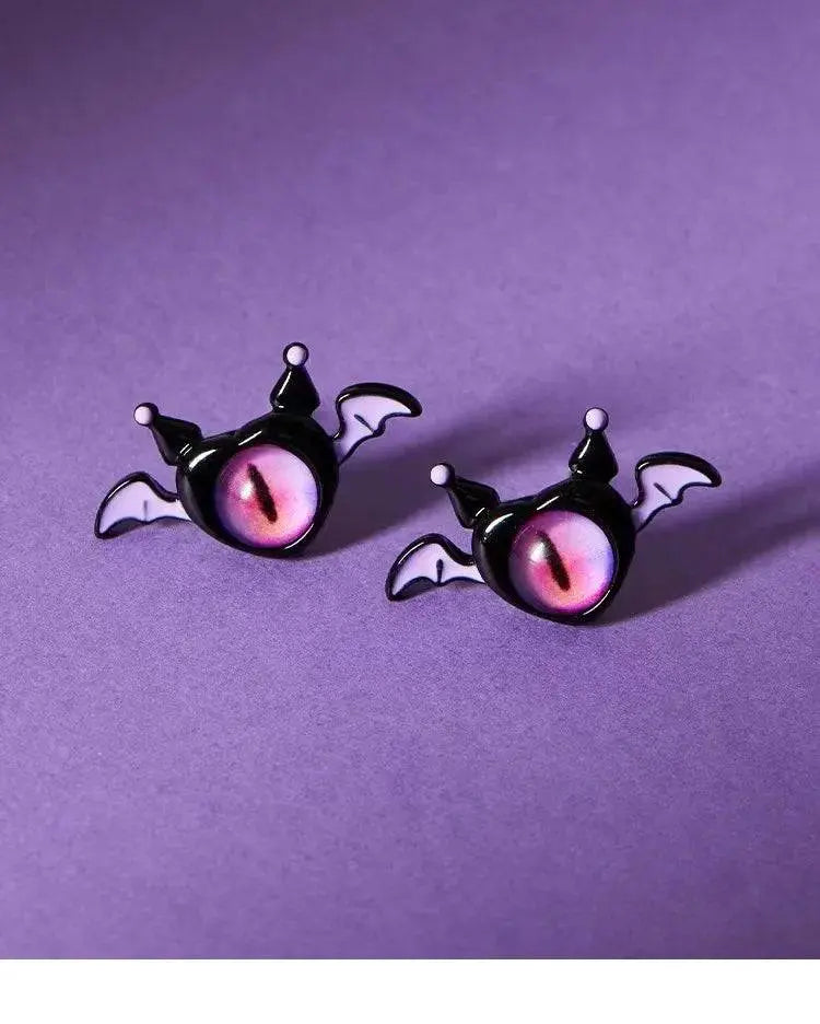 Kiss Jewelry Halloween Little Monster Wing Bat Eye Stud Earrings Women Cute Animal Eye Punk Earring Girls Y2K Brincos Party Gift - Life and Lines