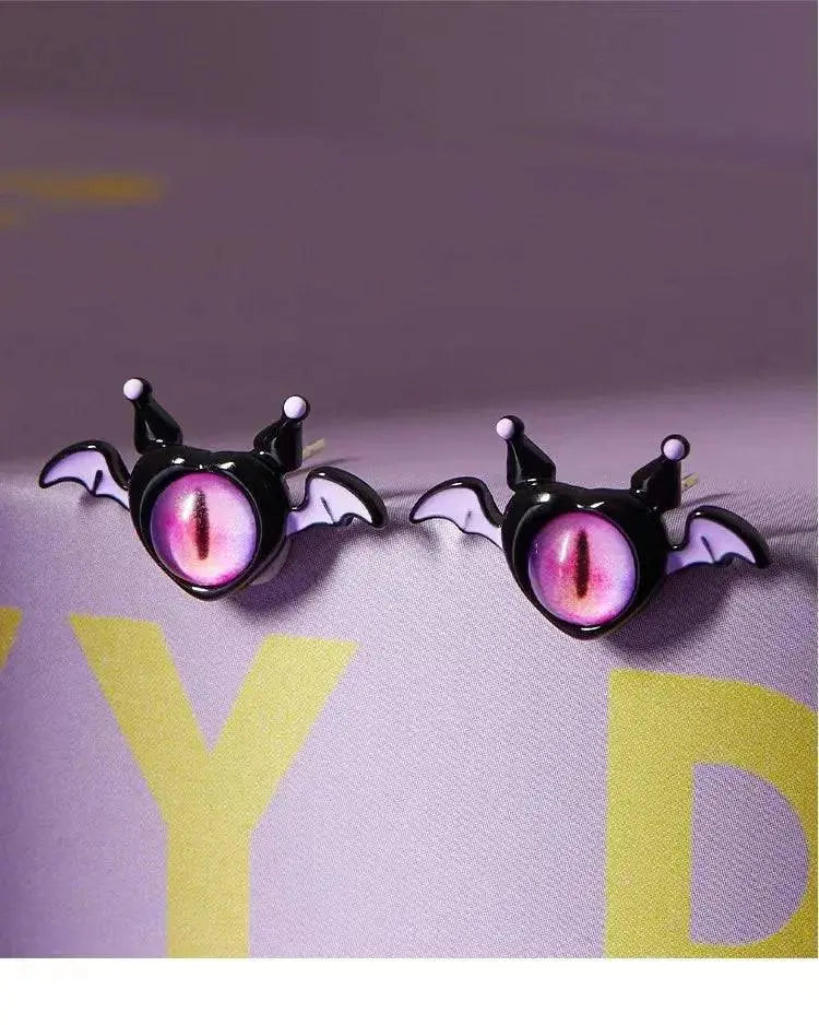 Kiss Jewelry Halloween Little Monster Wing Bat Eye Stud Earrings Women Cute Animal Eye Punk Earring Girls Y2K Brincos Party Gift - Life and Lines