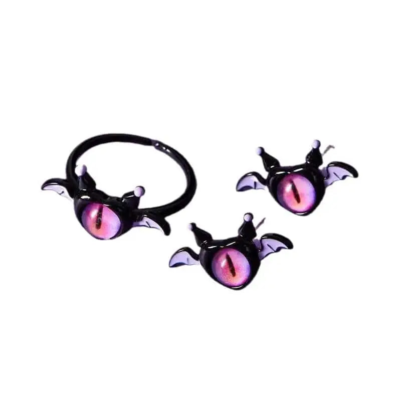 Kiss Jewelry Halloween Little Monster Wing Bat Eye Stud Earrings Women Cute Animal Eye Punk Earring Girls Y2K Brincos Party Gift - Life and Lines