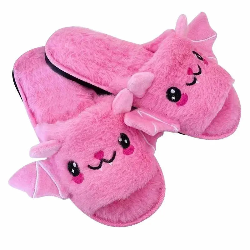 Halloween New Bat Slippers Women Plush Shoes Lightweight Home Silent Fuzzy Slipper Men Flip Flops Cartoon Kid Adults Flat Slides - Life and Lines