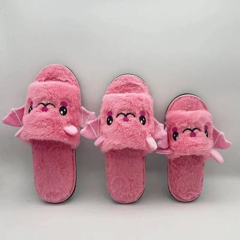 Halloween New Bat Slippers Women Plush Shoes Lightweight Home Silent Fuzzy Slipper Men Flip Flops Cartoon Kid Adults Flat Slides - Life and Lines