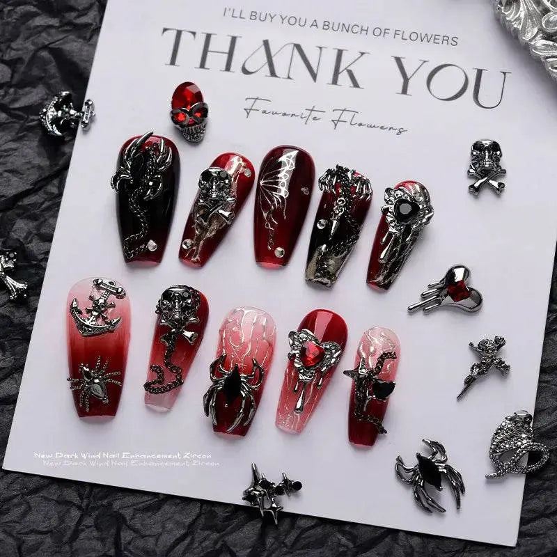 10PCS Gothic Punk Style Alloy 3D halloween Nails - Life and Lines