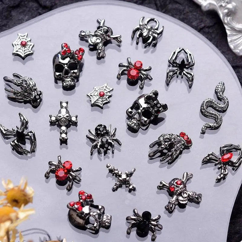 10PCS Gothic Punk Style Alloy 3D halloween Nails - Life and Lines