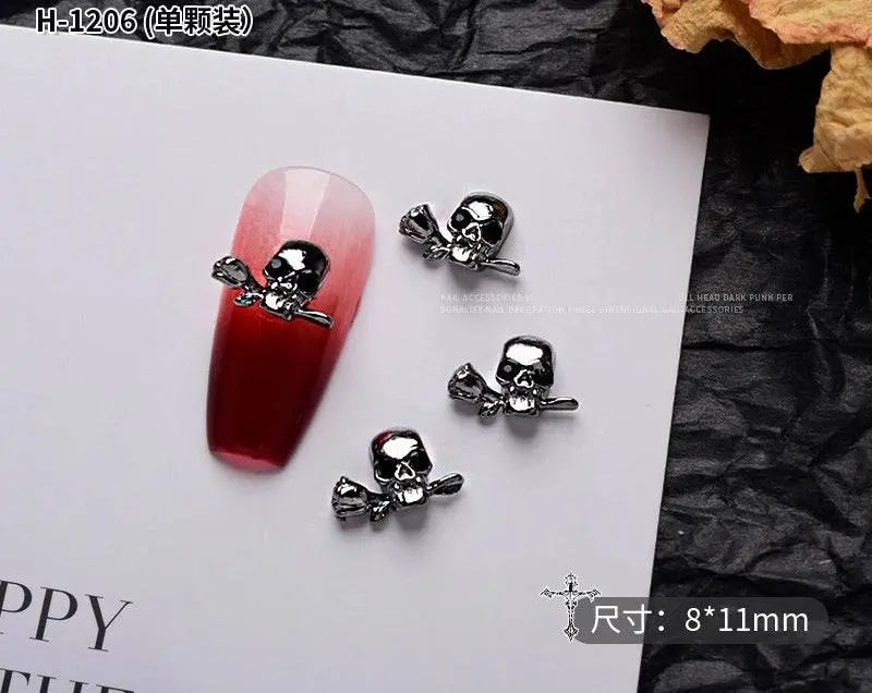 10PCS Gothic Punk Style Alloy 3D halloween Nails - Life and Lines