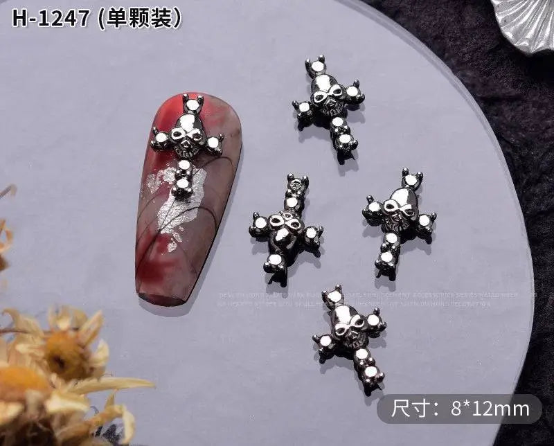 10PCS Gothic Punk Style Alloy 3D halloween Nails - Life and Lines