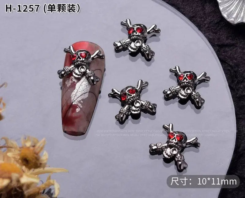 10PCS Gothic Punk Style Alloy 3D halloween Nails - Life and Lines