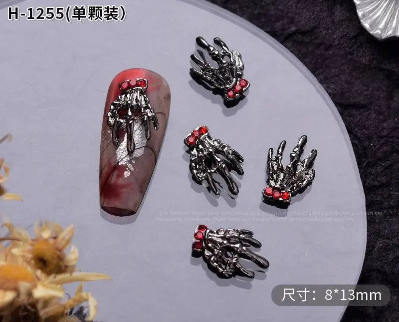 10PCS Gothic Punk Style Alloy 3D halloween Nails - Life and Lines