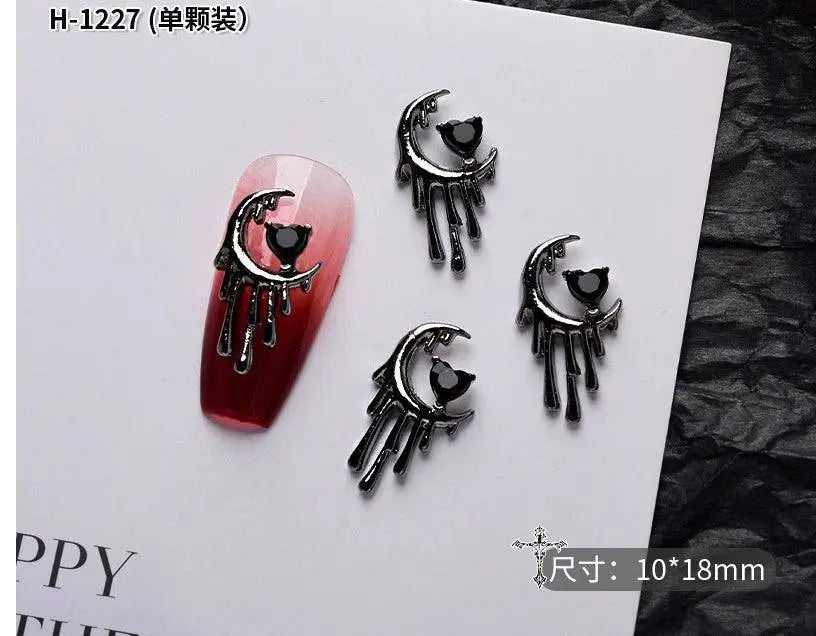 10PCS Gothic Punk Style Alloy 3D halloween Nails - Life and Lines