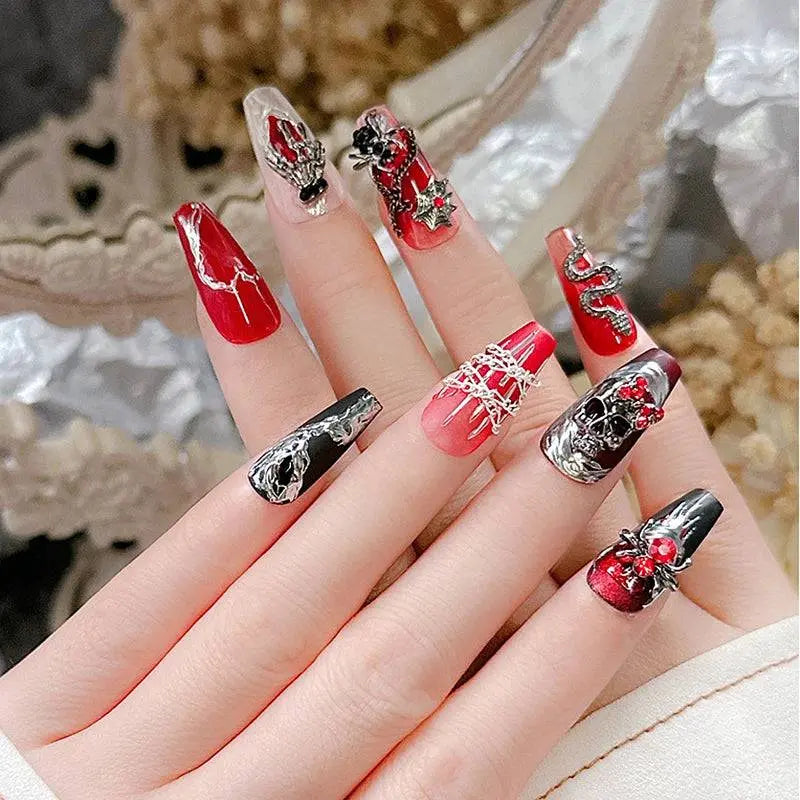 10PCS Gothic Punk Style Alloy 3D halloween Nails - Life and Lines