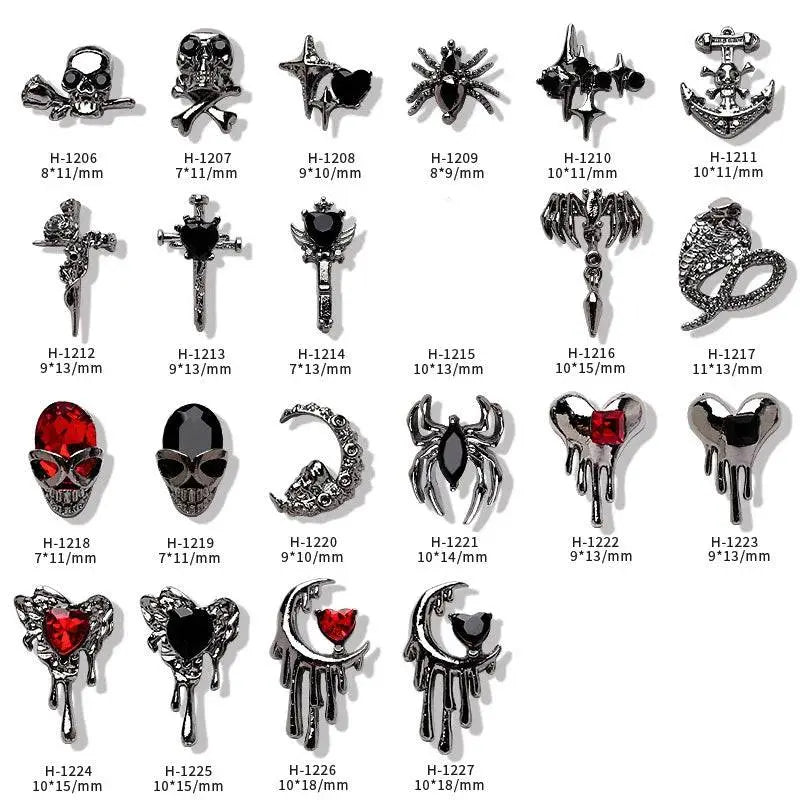 10PCS Gothic Punk Style Alloy 3D halloween Nails - Life and Lines