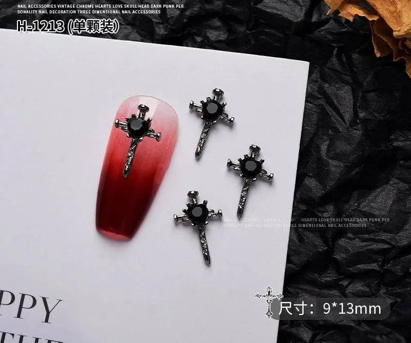 10PCS Gothic Punk Style Alloy 3D halloween Nails - Life and Lines