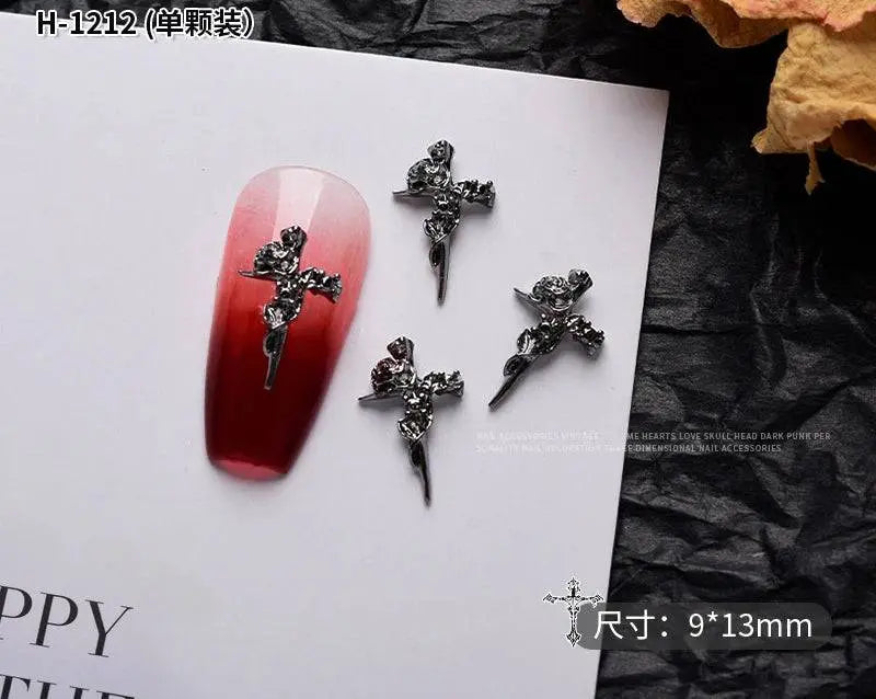 10PCS Gothic Punk Style Alloy 3D halloween Nails - Life and Lines