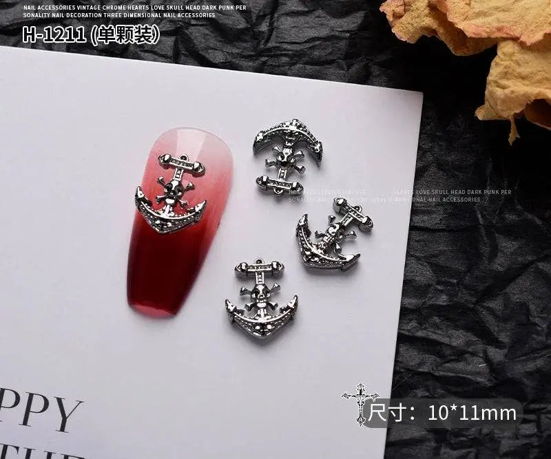 10PCS Gothic Punk Style Alloy 3D halloween Nails - Life and Lines