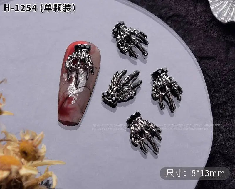 10PCS Gothic Punk Style Alloy 3D halloween Nails - Life and Lines