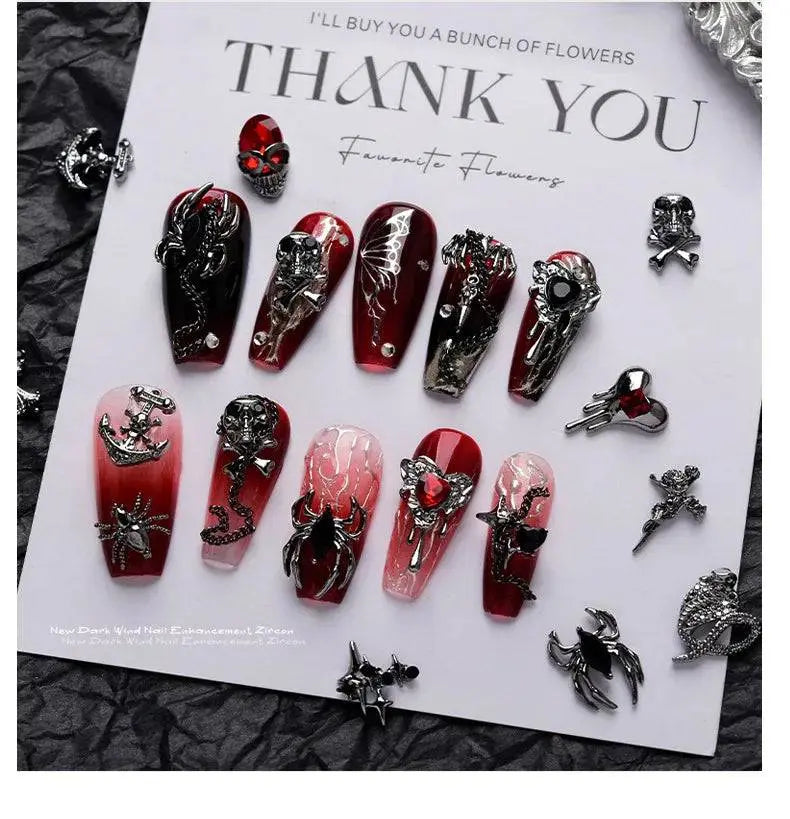 10PCS Gothic Punk Style Alloy 3D halloween Nails - Life and Lines