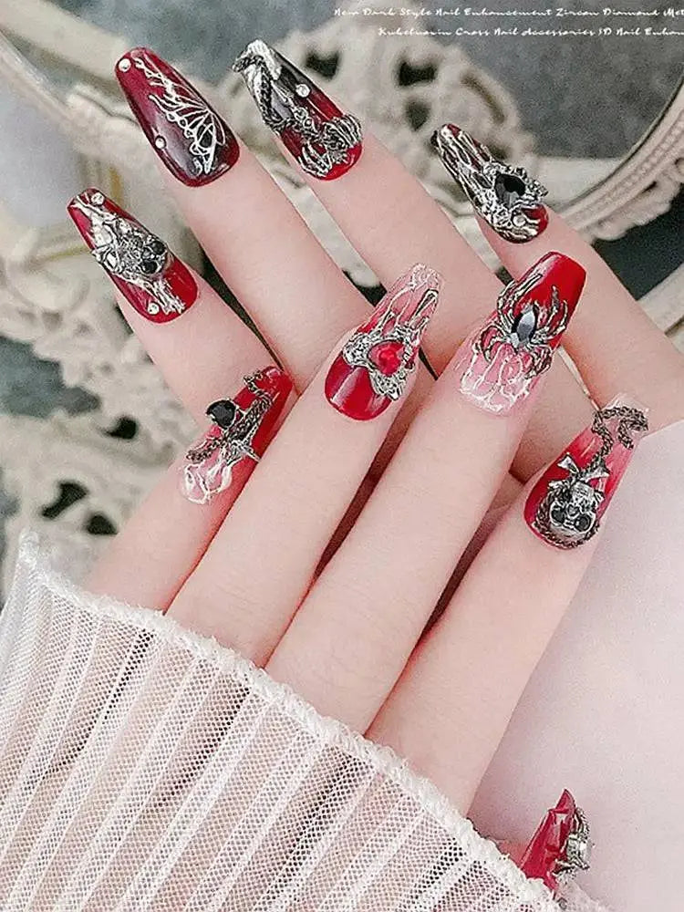 10PCS Gothic Punk Style Alloy 3D halloween Nails - Life and Lines