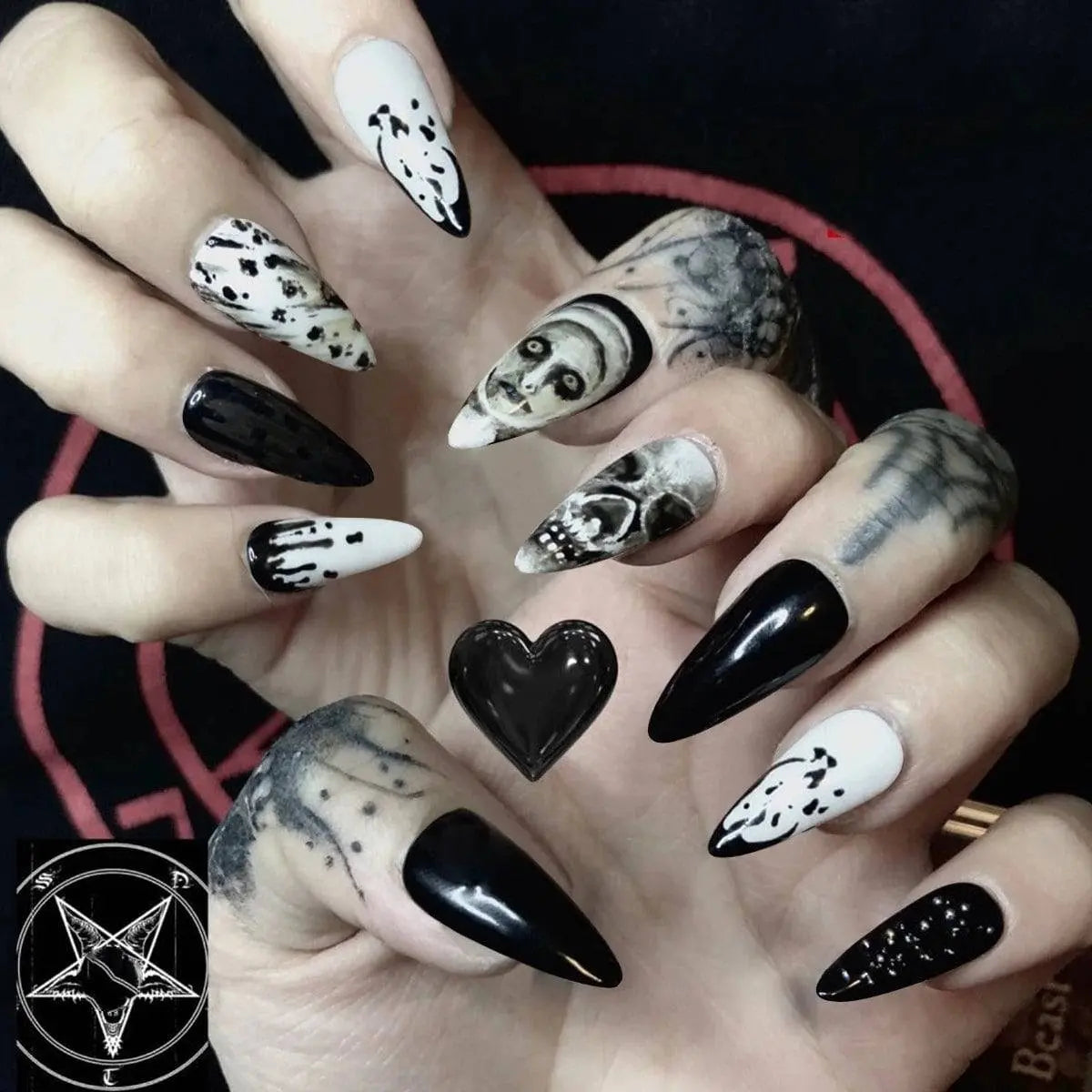 24Pcs Halloween Fake Nails Art Set - Life and Lines