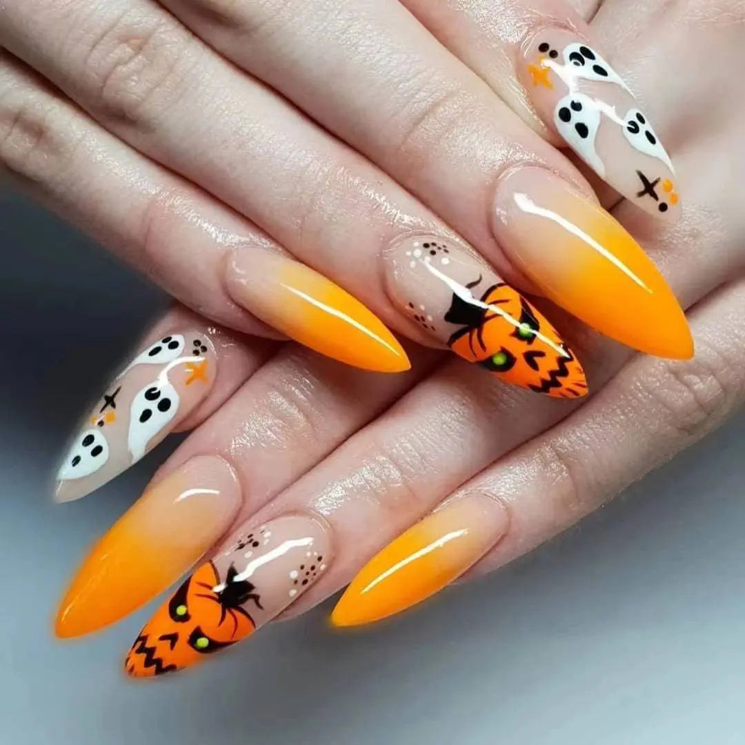 24Pcs Halloween Fake Nails Art Set - Life and Lines