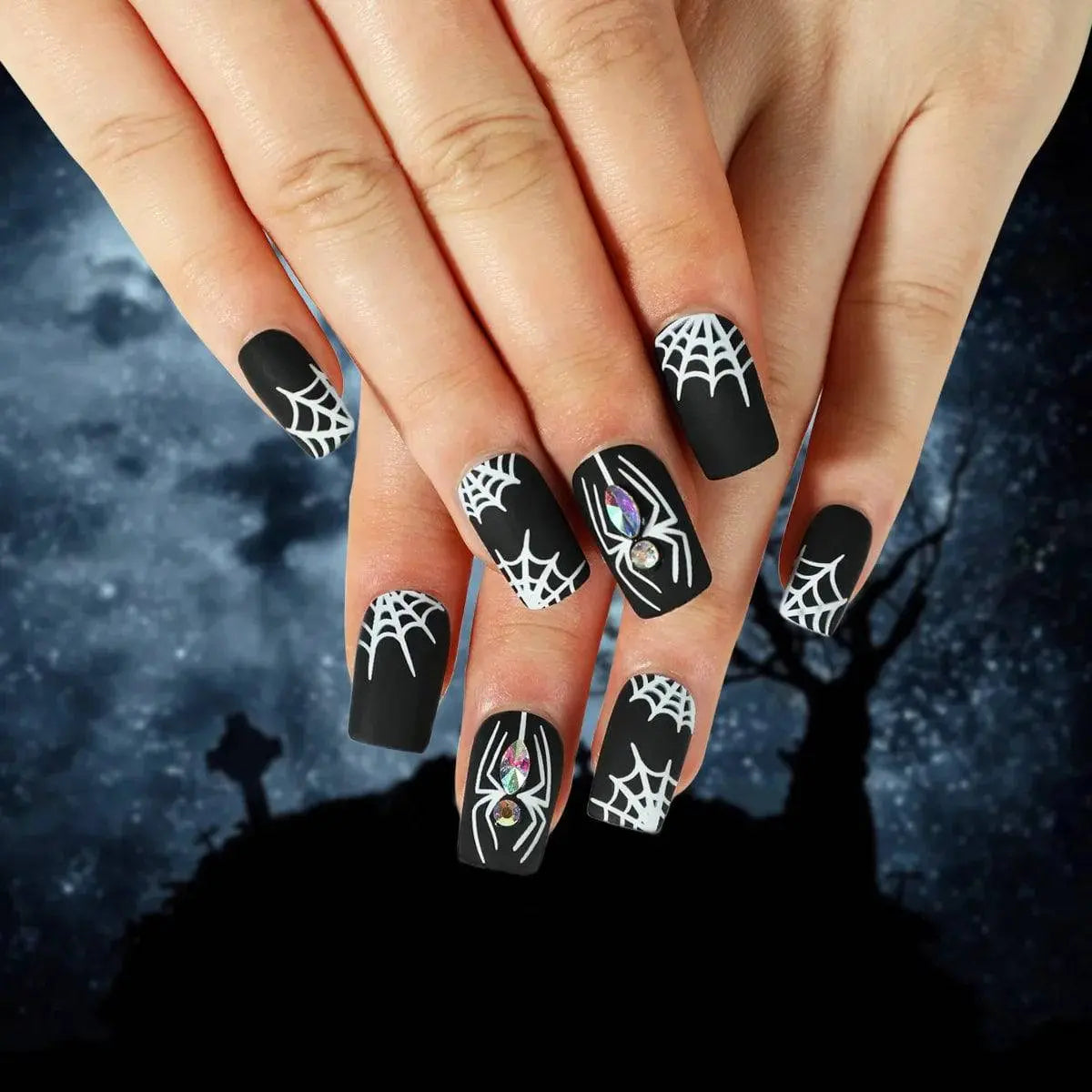 24Pcs Halloween Fake Nails Art Set - Life and Lines