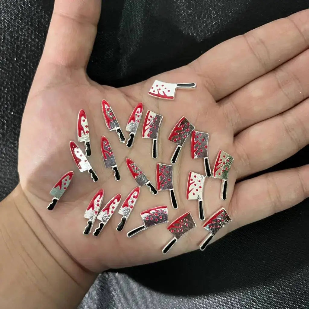 10Pcs Halloween Fake Weapon with Blood Nail - Life and Lines