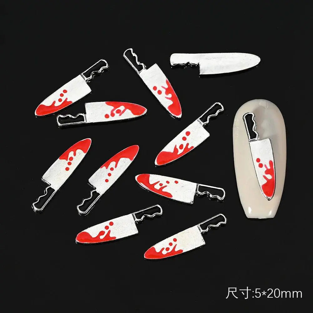 10Pcs Halloween Fake Weapon with Blood Nail - Life and Lines