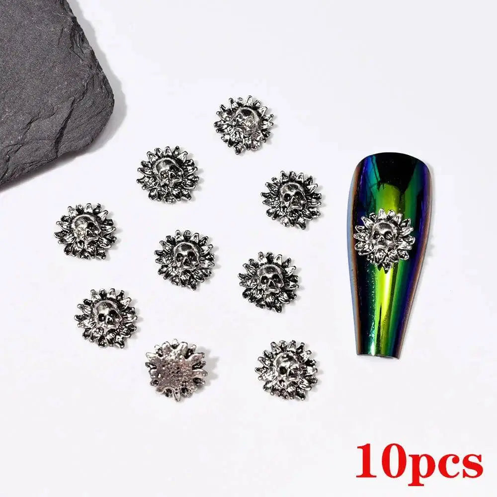 Shiny Diamond Metal Skull Nail Charms - Life and Lines