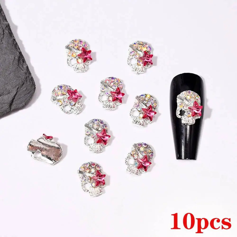 Shiny Diamond Metal Skull Nail Charms - Life and Lines