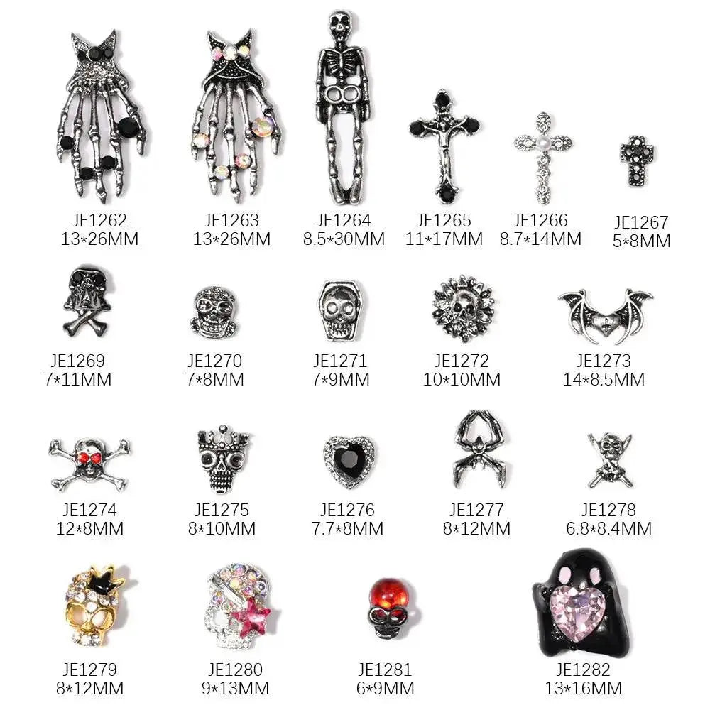 Shiny Diamond Metal Skull Nail Charms - Life and Lines