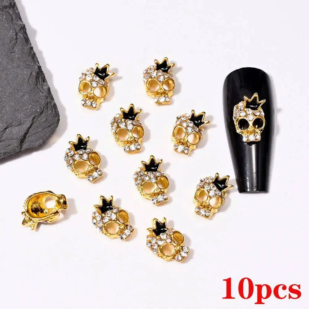 Shiny Diamond Metal Skull Nail Charms - Life and Lines