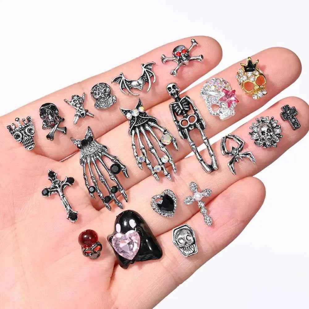 Shiny Diamond Metal Skull Nail Charms - Life and Lines