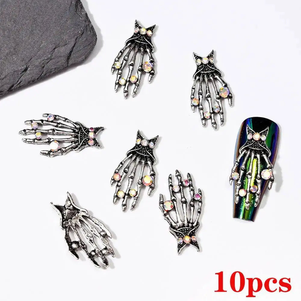 Shiny Diamond Metal Skull Nail Charms - Life and Lines