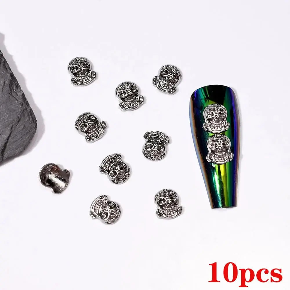 Shiny Diamond Metal Skull Nail Charms - Life and Lines