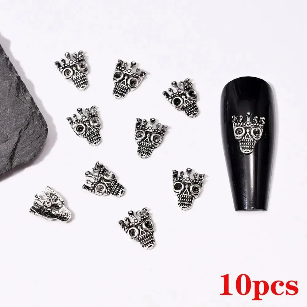 Shiny Diamond Metal Skull Nail Charms - Life and Lines