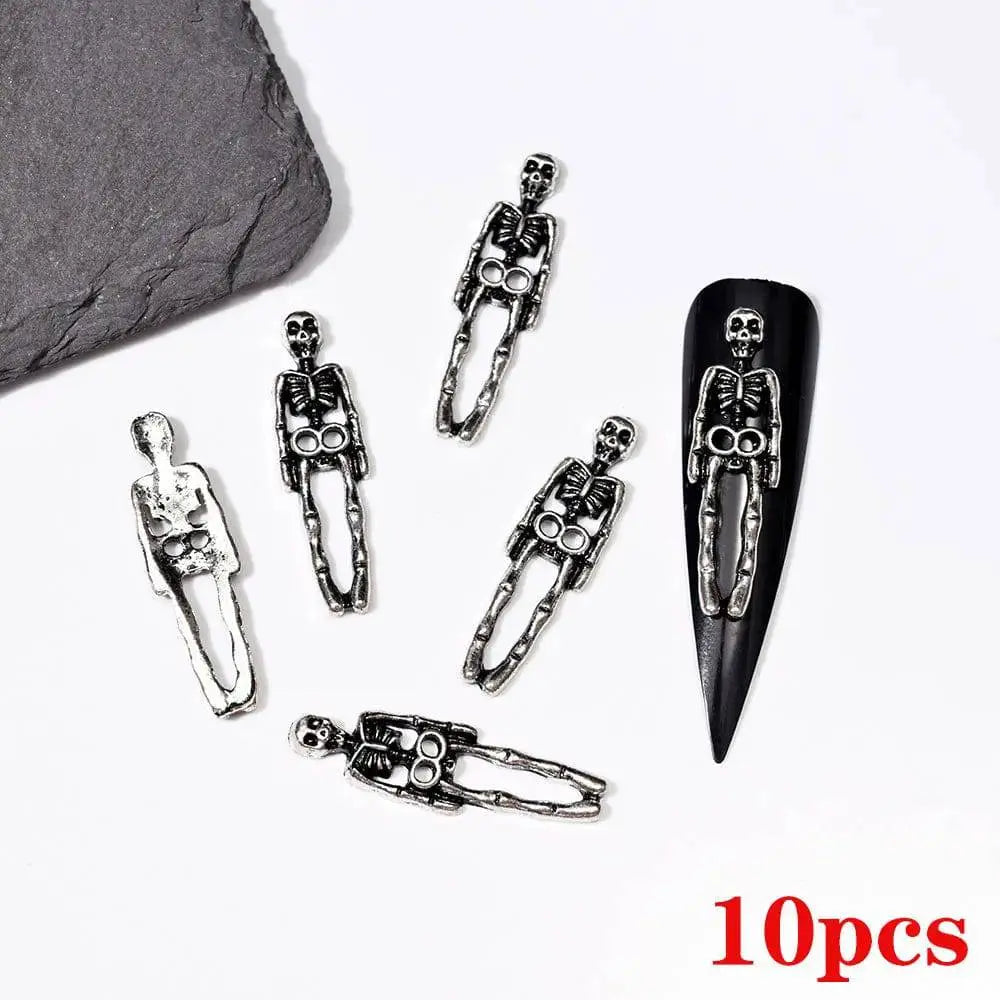 Shiny Diamond Metal Skull Nail Charms - Life and Lines