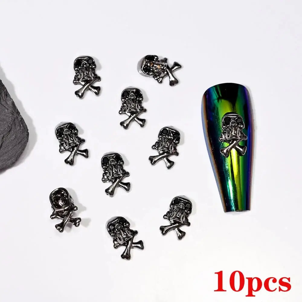 Shiny Diamond Metal Skull Nail Charms - Life and Lines