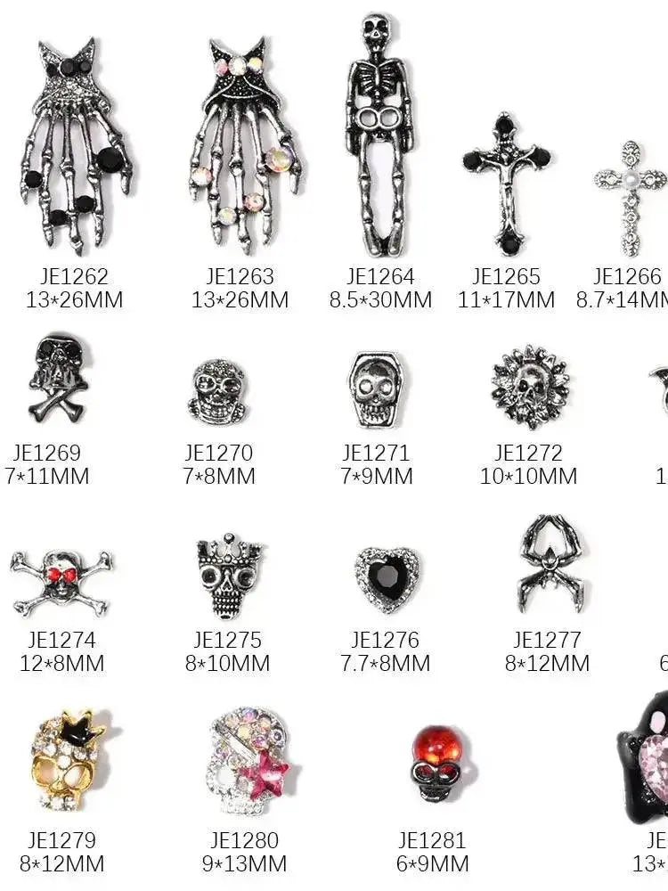 Shiny Diamond Metal Skull Nail Charms - Life and Lines