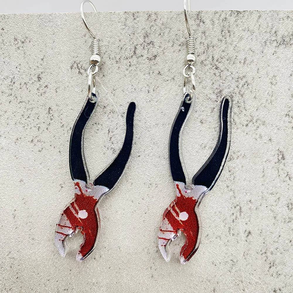 Funny Gothic Bloody Knife Acrylic Earrings - Life and Lines