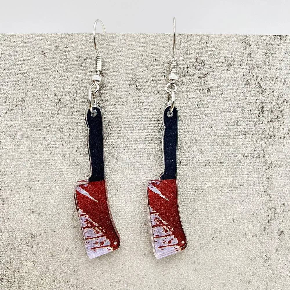 Funny Gothic Bloody Knife Acrylic Earrings - Life and Lines