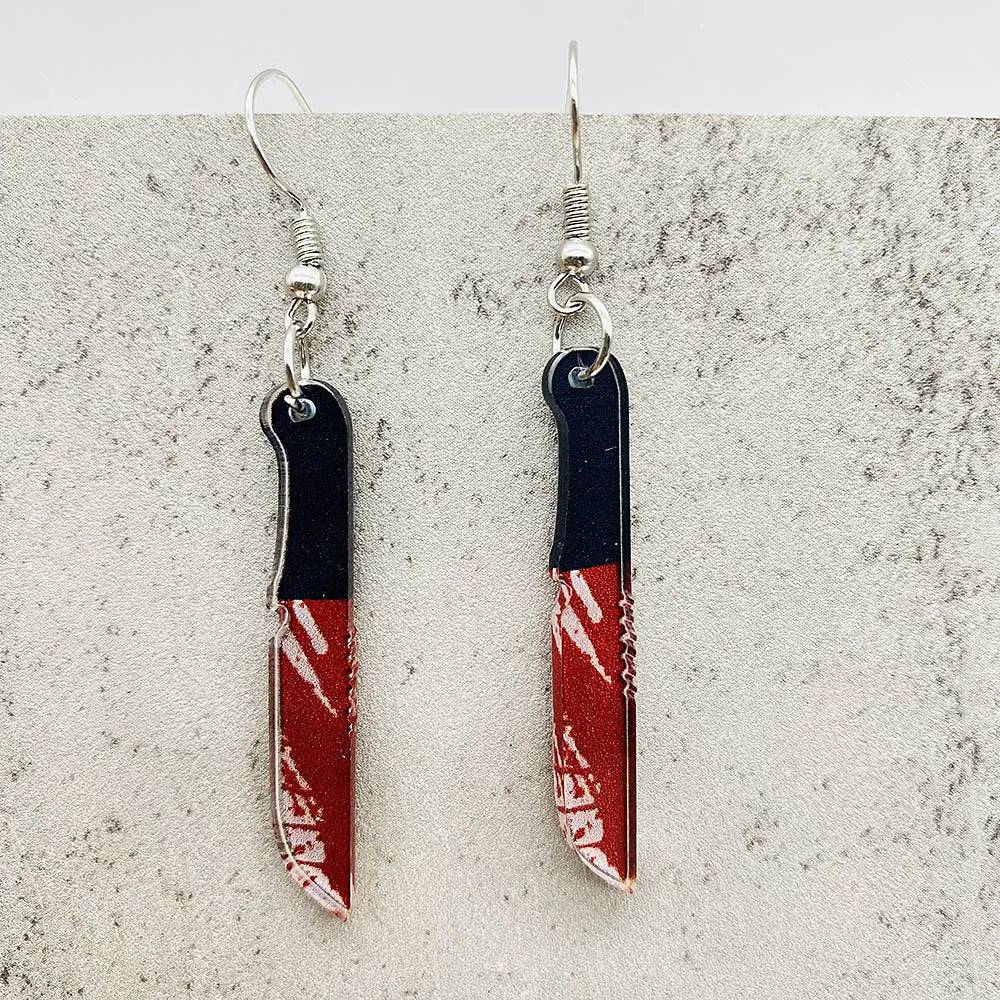 Funny Gothic Bloody Knife Acrylic Earrings - Life and Lines