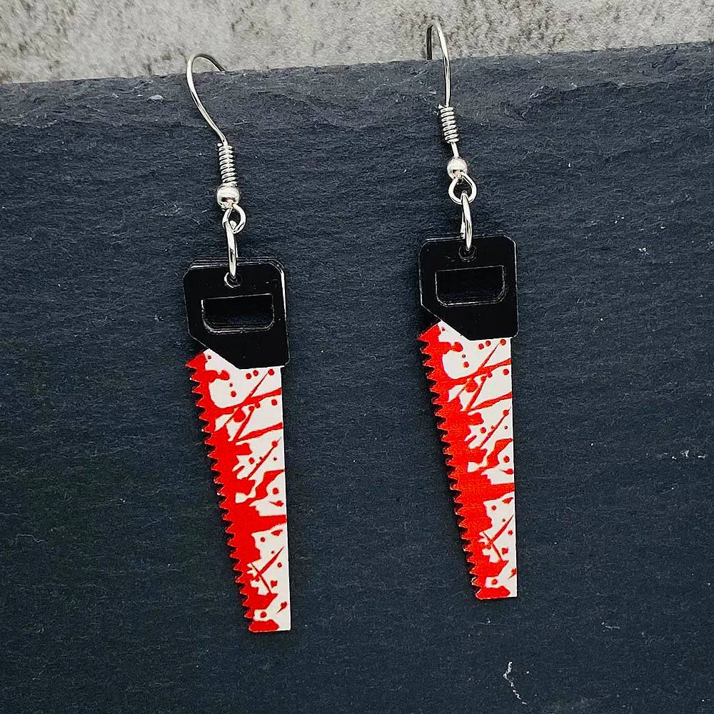 Funny Gothic Bloody Knife Acrylic Earrings - Life and Lines