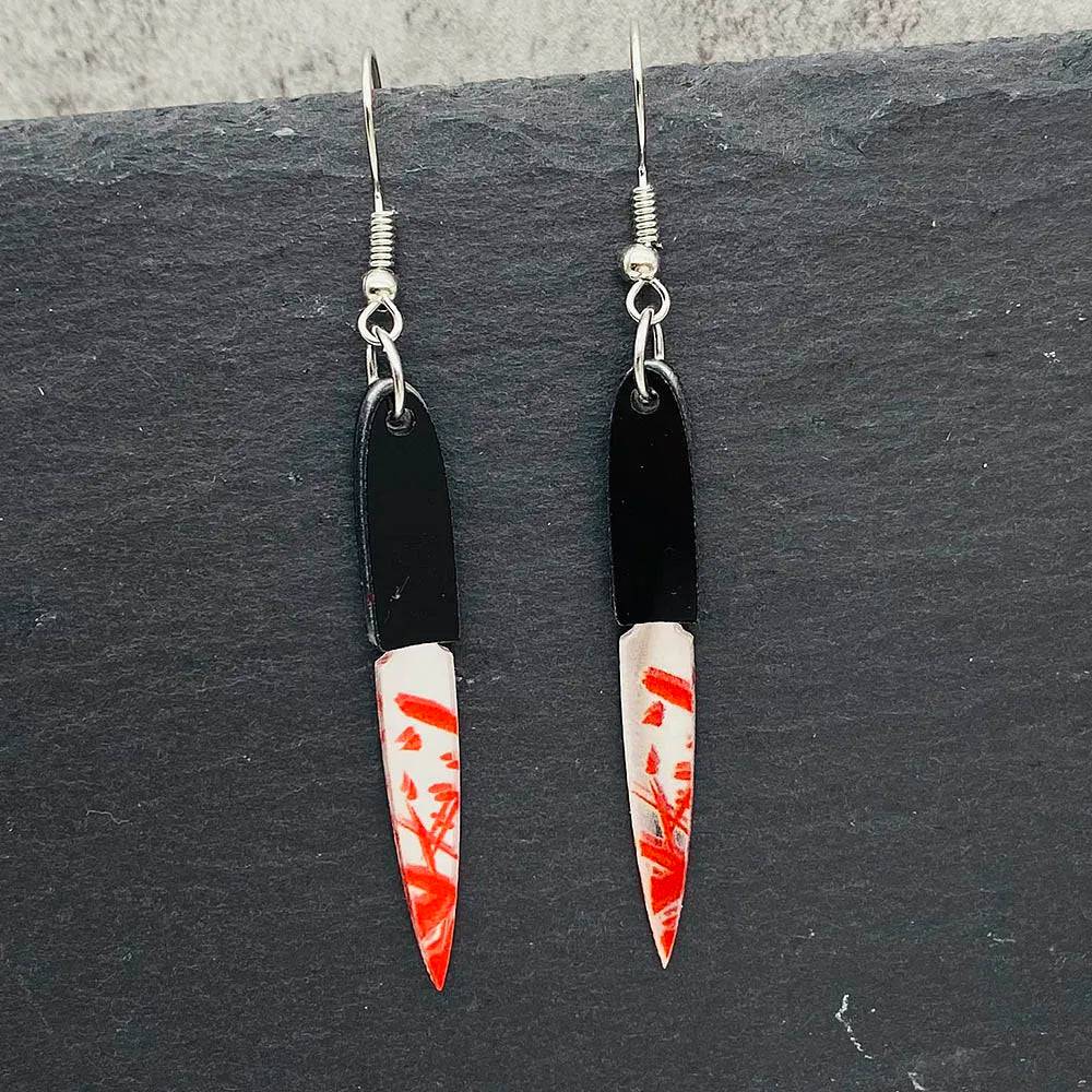 Funny Gothic Bloody Knife Acrylic Earrings - Life and Lines