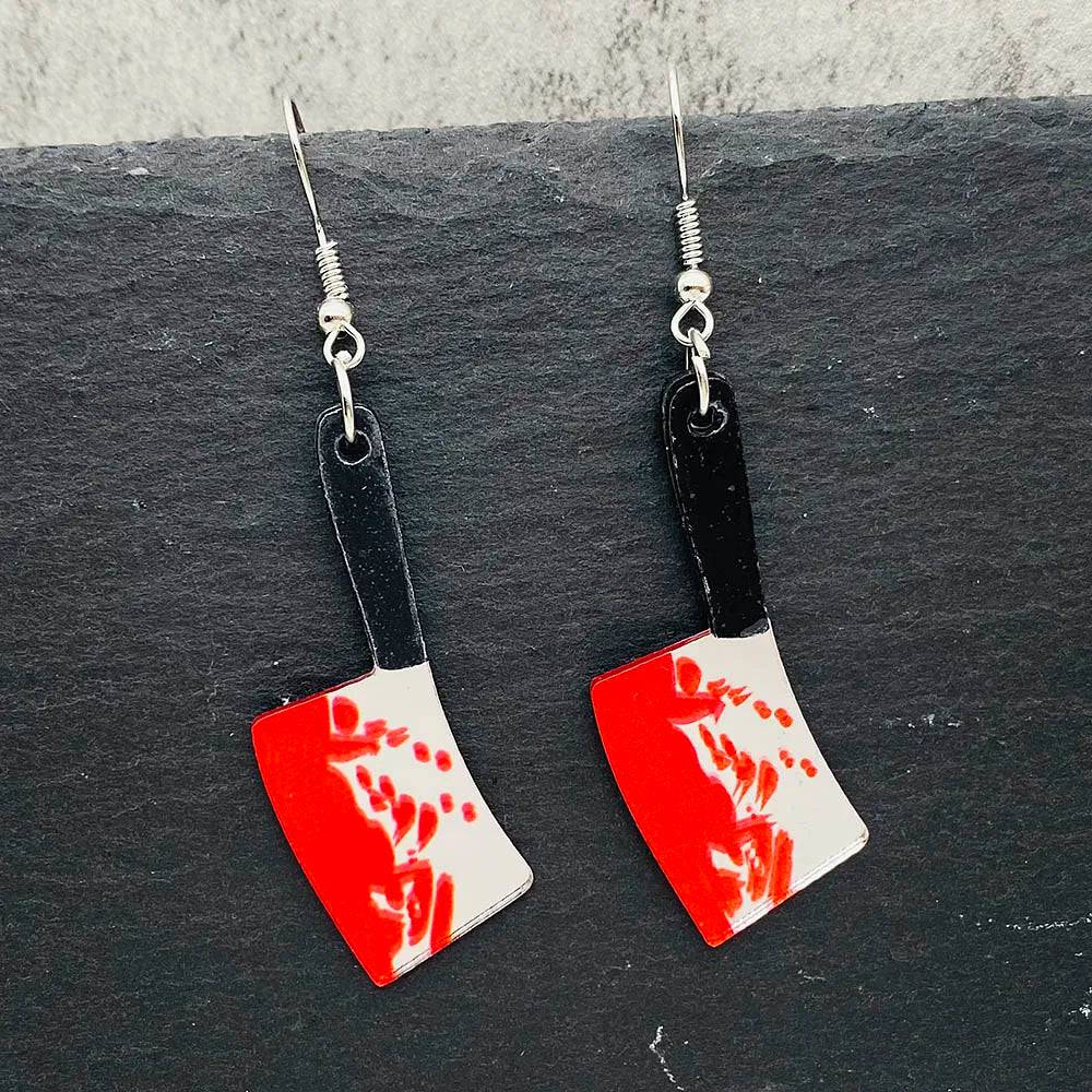 Funny Gothic Bloody Knife Acrylic Earrings - Life and Lines