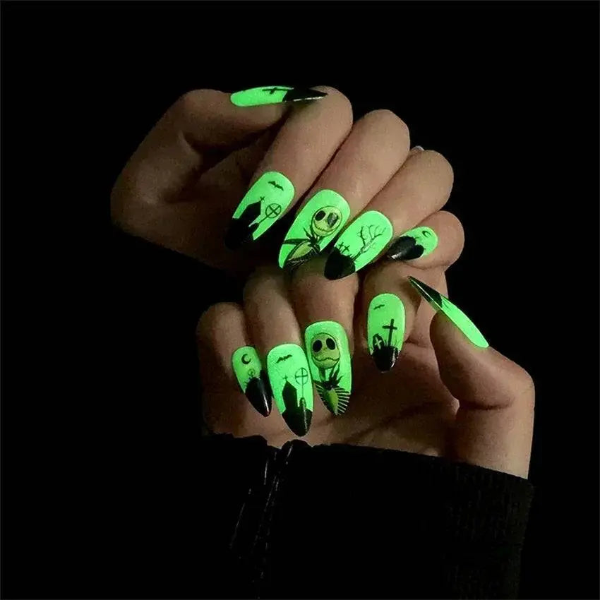 24pcs Artificial Acrylic Halloween Nail Art Fake Nails Set - Life and Lines