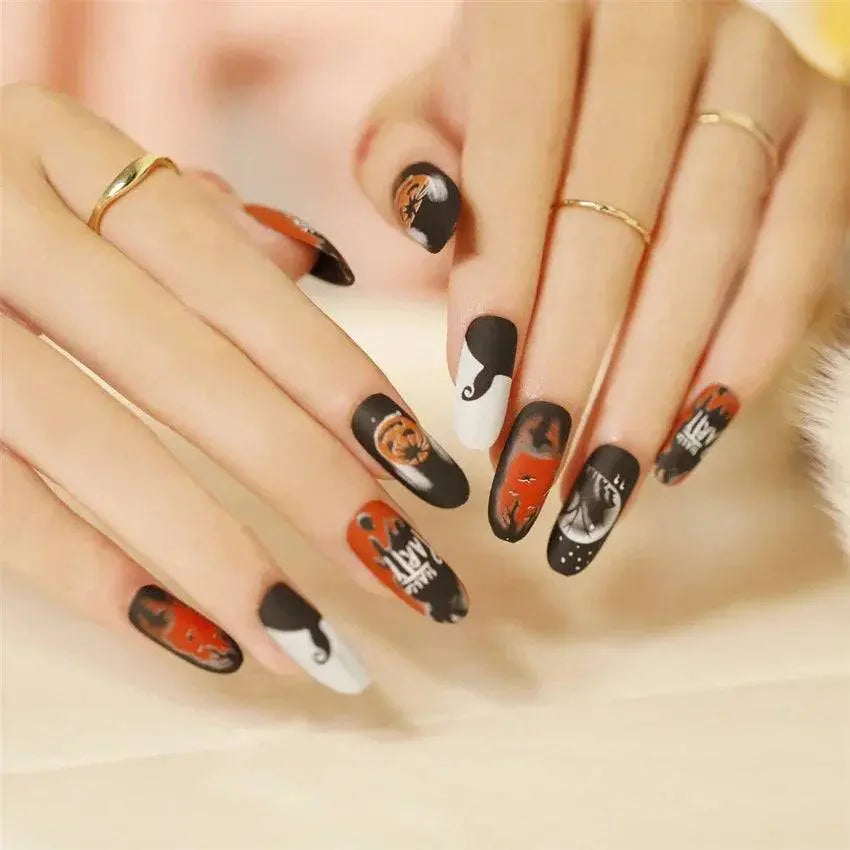 24pcs Artificial Acrylic Halloween Nail Art Fake Nails Set - Life and Lines