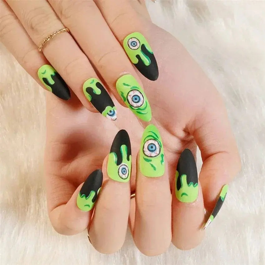 24pcs Artificial Acrylic Halloween Nail Art Fake Nails Set - Life and Lines