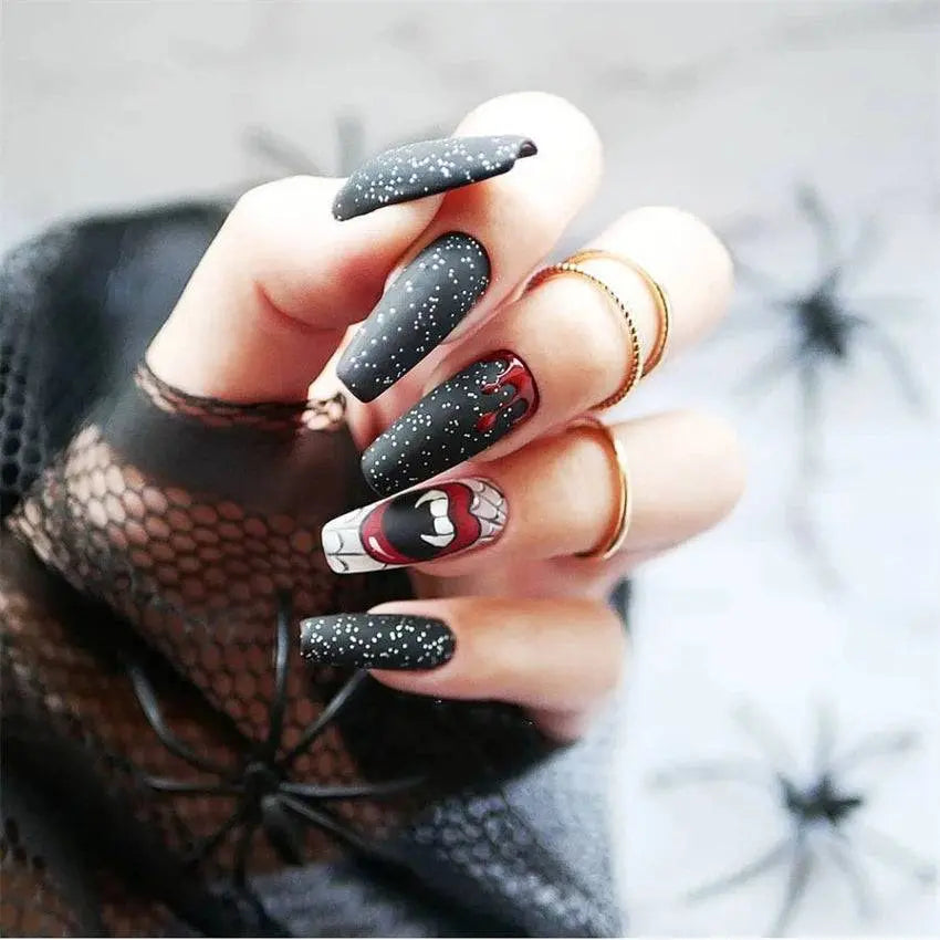 24pcs Artificial Acrylic Halloween Nails Art Fake Nails Set - Life and Lines