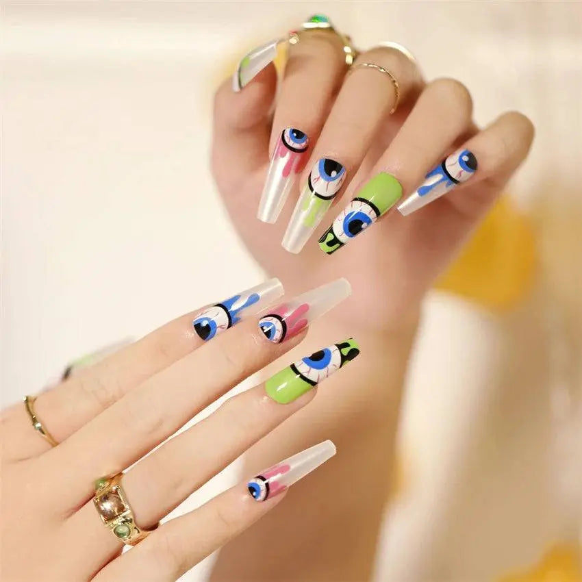 24pcs Artificial Acrylic Halloween Nails Art Fake Nails Set - Life and Lines