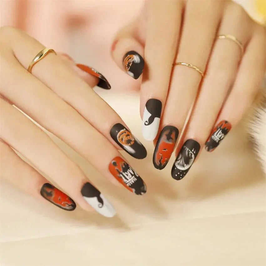 24pcs Artificial Acrylic Halloween Nails Art Fake Nails Set - Life and Lines