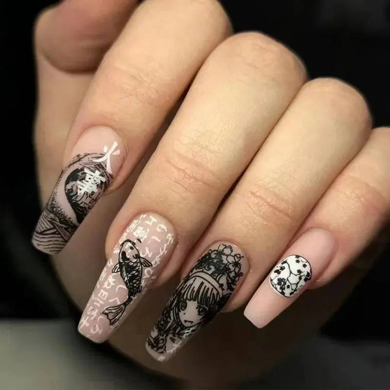 24Pcs Horror Tomie Press-On Nails 24 - Life and Lines